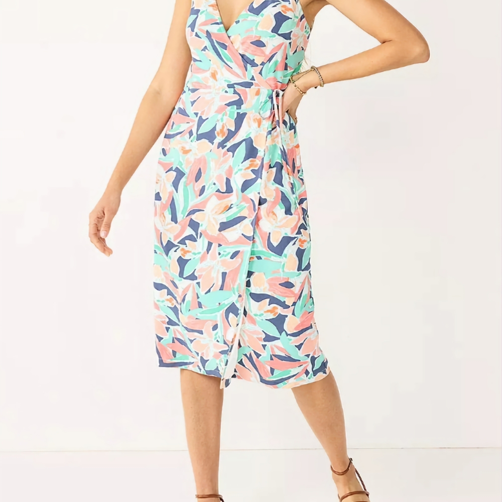 Nine West Coral and Teal Floral Dress